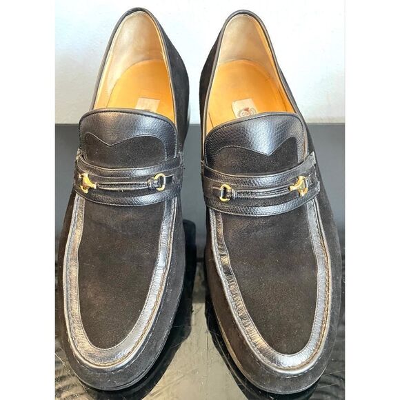 Gucci Black Suede Leather Trimmed Bit Men’s Loafers Made in Italy Size 43/9.5 M - Picture 5 of 15